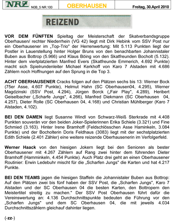 NRZ - Nr 100 NOB_5 - Oberhausen - Freitag den 30_April_2010 - Vor dem fünften